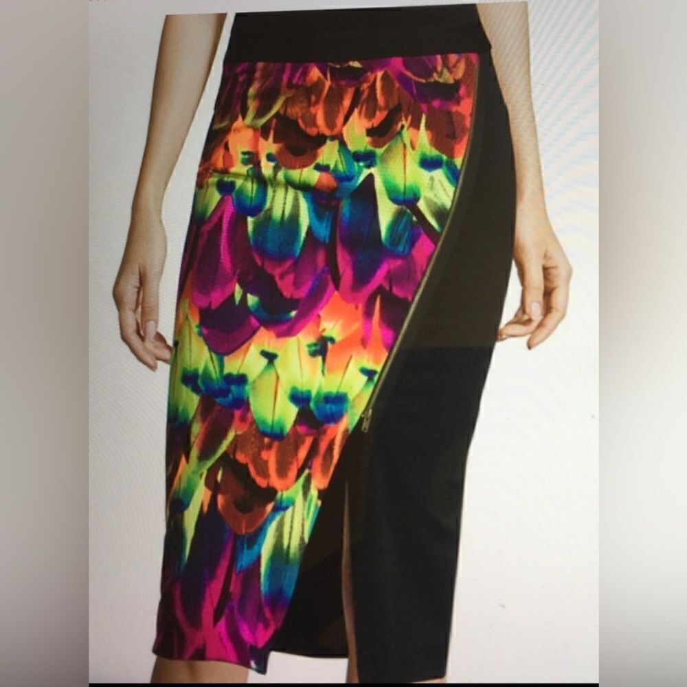 Worthington colorful zipper exposed envelope pencil skirt sz 10